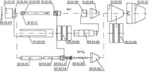 Комплектующие для ручного плазматрона PB-S75 WH-1/L к аппарату плазменной резки Kjellberg FineFocus800